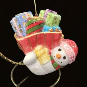 Fitz and Floyd Frosty Folks Annual Christmas Ornament 2002 Snowman Porcelain